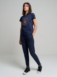 Spodnie dresowe damskie granatowe Kathy 403. Niebieskie spodnie dresowe damskie BIG STAR, bez wzorów, z dresówki. W wyprzedaży za 159.99 zł.