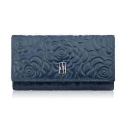 Duży portfel damski skórzany z tłoczeniem w kwiaty granatowy Paolo Peruzzi AL-14-NV. Niebieskie portfele damskie Paolo Peruzzi, ze skóry. Za 89.00 zł.
