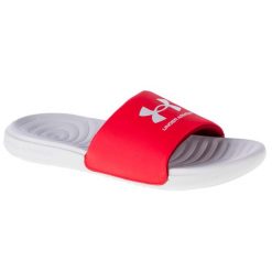 Klapki basenowe męskie Under Armour Ansa Fixed Slides. Białe klapki męskie Under Armour, bez wzorów, z materiału, bez zapięcia. Za 130.99 zł.