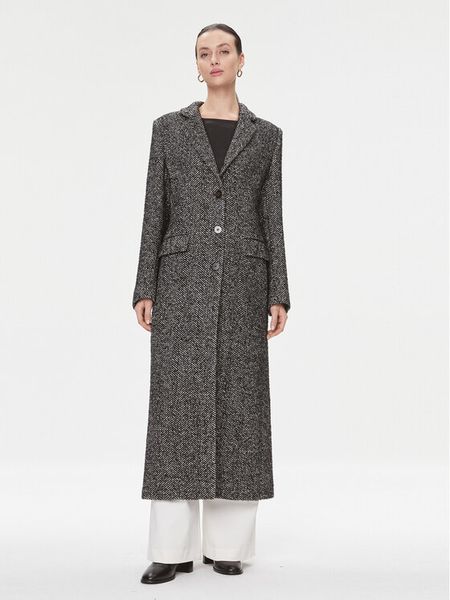 MVP Wardrobe Płaszcz wełniany Spiga MVPI3CP017.0PN0052 Czarny Slim Fit. Czarne płaszcze damskie MVP Wardrobe, na zimę, bez wzorów, z syntetyku, bez kołnierzyka, bez kaptura. Za 1,839.00 zł.