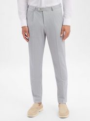 Finshley & Harding London spodnie garniturowe Mężczyźni Slim Fit szary, 94. Szare garnitury męskie Finshley & Harding London, m, bez wzorów, z syntetyku, eleganckie. Za 139.95 zł.