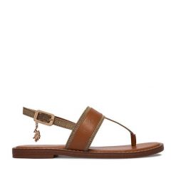 Sandały U.S. Polo Assn. Brązowe sandały damskie U.S. Polo Assn., bez wzorów, bez obcasa, na płaskiej podeszwie, bez zapięcia. Za 219.99 zł.