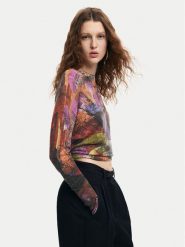 Desigual Sweter Camo Petals 24WWJF75 Kolorowy Regular Fit. Zielone swetry nierozpinane damskie Desigual, l, bez wzorów, z syntetyku, bez kołnierzyka, bez ramiączek. Za 269.99 zł.