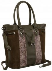 Shopperka wężowa David Jones 6885-5 khaki. Brązowe shopperki damskie David Jones, bez wzorów, ze skóry ekologicznej, bez dodatków. Za 158.99 zł.