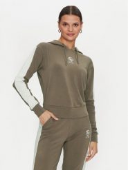 Guess Bluza Elea V4YQ02 KCDN0 Khaki Relaxed Fit. Brązowe bluzy damskie Guess, xxs, z aplikacjami, z wiskozy, bez ramiączek, bez kaptura. Za 199.99 zł.