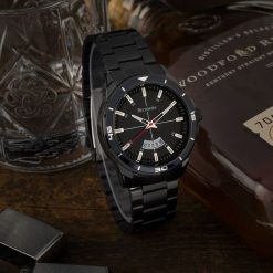 Zegarek męski bransoleta duży solidny z datownikiem czarny premium Beltimore BT03. Czarne zegarki męskie bez wzorów. Za 147.99 zł.