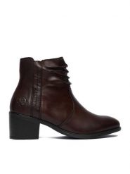 Rieker Botki CEO-73953-27 Brązowy. Brązowe botki damskie Rieker, bez wzorów, ze skóry, bez obcasa, na słupku, bez zapięcia. Za 449.99 zł.