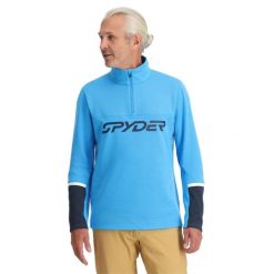 Bluza męska Spyder Speed 1/2 Zip. Niebieskie bluzy męskie Spyder, na zimę, m, bez wzorów, sportowe, bez ramiączek, bez kaptura. Za 569.99 zł.