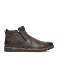 Botki Lanetti. Brązowe botki męskie Lanetti, bez wzorów, bez obcasa, bez zapięcia. Za 159.99 zł.