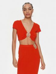 Patrizia Pepe Bluzka 2K0261/K021-R825 Pomarańczowy Slim Fit. Brązowe bluzki damskie Patrizia Pepe, bez wzorów, z wiskozy, bez kołnierzyka, bez ramiączek. Za 1,289.00 zł.