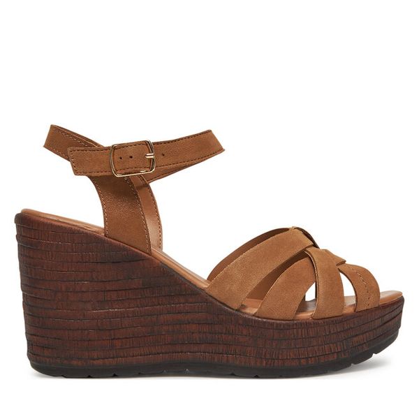 Sandały Lasocki. Brązowe sandały damskie Lasocki, bez wzorów, bez obcasa, na koturnie, bez zapięcia. Za 199.99 zł.