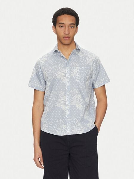 Guess Jeans Koszula M5GH16 WH8R1 Niebieski Regular Fit. Niebieskie koszule męskie Guess Jeans, l, z aplikacjami, z bawełny, bez kołnierzyka, bez ramiączek. Za 149.99 zł.