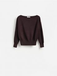 Sweter z wiskozą - mahoniowy. Brązowe swetry nierozpinane damskie Reserved, l, bez wzorów, z dzianiny, bez kołnierzyka, bez ramiączek. Za 129.99 zł.