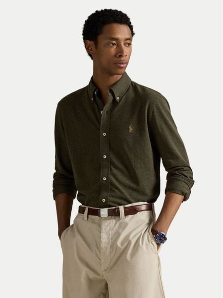 Polo Ralph Lauren Koszula 710654408111 Zielony Regular Fit. Zielone koszule męskie Polo Ralph Lauren, m, bez wzorów, z bawełny, bez kołnierzyka, bez ramiączek. Za 419.99 zł.