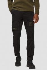 AERONAUTICA MILITARE Czarne męskie bawełniane bojówki, Rozmiar M. Czarne spodnie materiałowe męskie Aeronautica Militare, bez wzorów, z bawełny. W wyprzedaży za 1,130.99 zł.