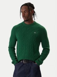 Gant Sweter 8050213 Zielony Regular Fit. Zielone swetry męskie GANT, l, bez wzorów, z wełny, bez kołnierzyka, bez ramiączek. Za 599.99 zł.