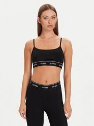 Guess Biustonosz top V5BP01 K1942 Czarny. Czarne topy damskie Guess, m, z aplikacjami, z syntetyku, bez kołnierzyka, bez ramiączek. Za 179.99 zł.