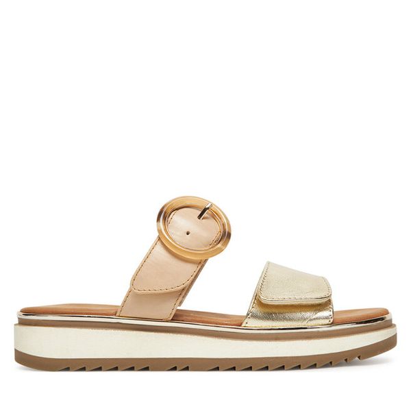 Klapki Marco Tozzi. Żółte klapki damskie Marco Tozzi, bez wzorów, bez obcasa, bez zapięcia. Za 199.99 zł.