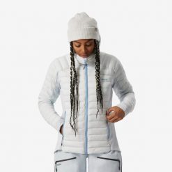 Kurtka narciarska damska Wedze FR900 Warm. Niebieskie kurtki sportowe damskie WED'ZE, na zimę, l, bez wzorów, z materiału, bez ramiączek, bez kaptura, narciarskie. Za 349.99 zł.