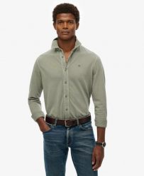 Superdry Koszula Vintage Destroy Pique z długim rękawem, bawełna. Zielone koszule męskie Superdry, m, bez wzorów, z bawełny, vintage, bez kołnierzyka, bez ramiączek. Za 271.45 zł.