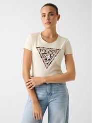 Guess T-Shirt W6RI32 J1314 Écru Regular Fit. T-shirty damskie Guess, m, z aplikacjami, z bawełny, bez kołnierzyka, bez ramiączek. Za 199.99 zł.
