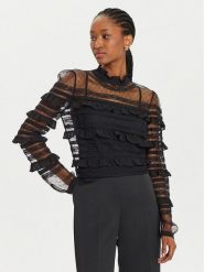 TWINSET Bluzka 241TP2041 Czarny Regular Fit. Czarne bluzki damskie Twinset, bez wzorów, z syntetyku, bez kołnierzyka, bez ramiączek. Za 589.99 zł.