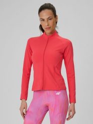4F Bluza treningowa slim bez kaptura damska - koralowa XS. Czerwone bluzy damskie 4F, xs, bez wzorów, z materiału, bez ramiączek, bez kaptura. Za 179.99 zł.