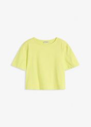 T-shirt oversize z czystej bawełny organicznej. Żółte t-shirty damskie bonprix, bez wzorów, z bawełny, bez kołnierzyka, bez ramiączek. Za 19.99 zł.