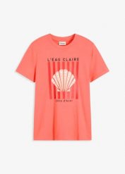 T-shirt z czystej bawełny. Białe t-shirty damskie bonprix, bez wzorów, z bawełny, klasyczne, bez kołnierzyka, bez ramiączek. Za 32.99 zł.