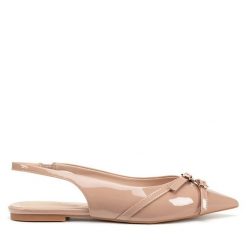 Baleriny JENNY. Brązowe balerinki damskie Jenny, bez wzorów, bez obcasa, bez zapięcia. Za 79.99 zł.