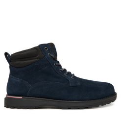 Trzewiki Tommy Hilfiger. Niebieskie botki męskie Tommy Hilfiger, bez wzorów, bez obcasa, bez zapięcia. Za 449.99 zł.