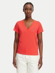 Polo Ralph Lauren T-Shirt 211B14611002 Czerwony Straight Fit. Czerwone t-shirty damskie Polo Ralph Lauren, m, bez wzorów, z bawełny, bez kołnierzyka, bez ramiączek. Za 399.99 zł.