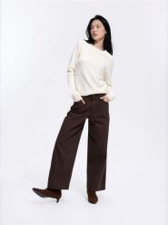 Jeansy wide leg z krótszą nogawką - dark grey jeans. Szare jeansy damskie Reserved, bez wzorów, z bawełny, krótkie. Za 129.99 zł.