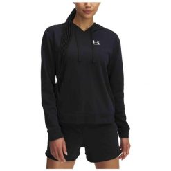 Bluza Damska Under Armour. Czarne bluzy damskie Under Armour, bez wzorów, sportowe, bez ramiączek, bez kaptura. Za 136.99 zł.