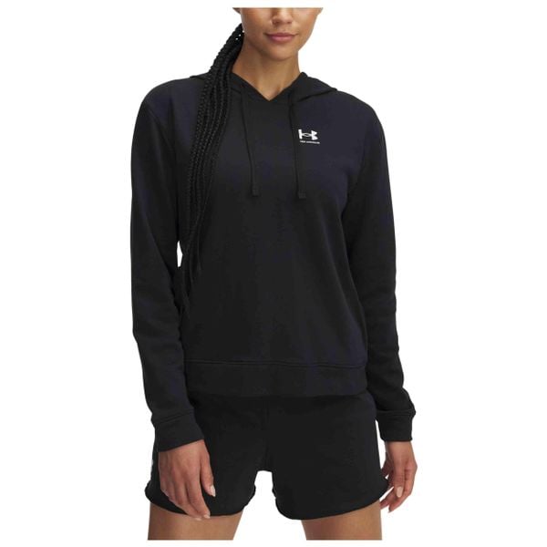 Bluza Damska Under Armour. Czarne bluzy damskie Under Armour, bez wzorów, sportowe, bez ramiączek, bez kaptura. Za 136.99 zł.
