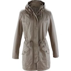 Kurtka parka bawełniana ze stójką i zaznaczoną talią. Niebieskie parki damskie bonprix, bez wzorów, z bawełny, bez kaptura. Za 229.99 zł.