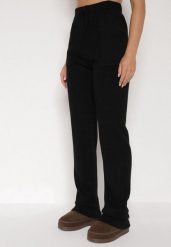 Czarne Sweterkowe Spodnie z Wełną z Ozdobnymi Kieszeniami Monilana. Czarne spodnie materiałowe damskie Born2be, bez wzorów, z jeansu. Za 79.99 zł.