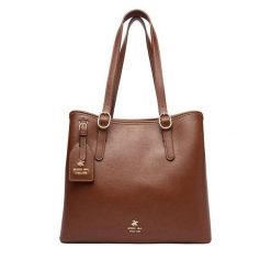 Torebka Beverly Hills Polo Club. Brązowe shopperki damskie Beverly Hills Polo Club, bez wzorów, bez dodatków. Za 299.99 zł.