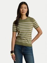 LAUREN RALPH LAUREN T-Shirt Eyelah 200P13973001 Zielony Regular Fit. Zielone t-shirty damskie Lauren Ralph Lauren, xs, bez wzorów, z bawełny, bez kołnierzyka, bez ramiączek. Za 819.99 zł.