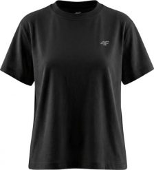 4f Koszulka damska 4F F3310 czarna 4FWMM00TTSHF3310 20S S. Czarne bluzki damskie 4F, s, bez wzorów, bez kołnierzyka, bez ramiączek. Za 53.98 zł.