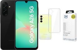 Smartfon Samsung Galaxy A26 5G 8/256GB Czarny (SM-A266BZKCEUB) + Etui Clear Case. Czarne smartfony SAMSUNG. Za 1,453.00 zł.