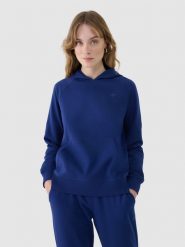 4F Bluza dresowa nierozpinana z kapturem damska - granatowa M. Niebieskie bluzy damskie 4F, m, bez wzorów, z bawełny, sportowe, bez ramiączek, z kapturem. W wyprzedaży za 99.99 zł.