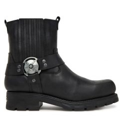 Sztyblety NEW ROCK. Czarne botki męskie NEW ROCK, bez wzorów, rockowe, bez obcasa, bez zapięcia. Za 1,049.00 zł.