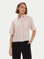 Tommy Hilfiger Koszula WW0WW41392 Różowy Relaxed Fit. Czerwone koszule damskie Tommy Hilfiger, bez wzorów, ze lnu, bez kołnierzyka, bez ramiączek. Za 569.99 zł.