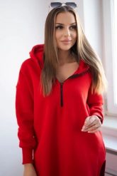 Bluza ocieplana z rozcięciami na bokach czerwona. Czerwone bluzy damskie KESI, l, bez wzorów, z bawełny, bez ramiączek, bez kaptura. Za 284.37 zł.