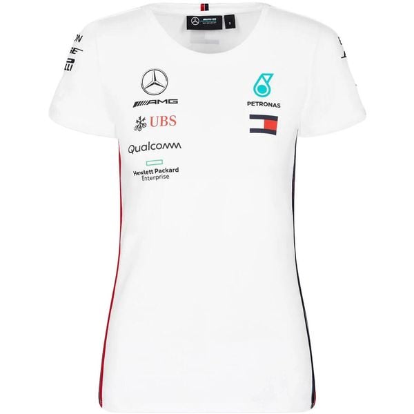 Koszulka Mercedes Mapm Rp Driver T-shirt, Kobiety. Białe koszulki sportowe damskie bez wzorów, z bawełny, bez ramiączek. Za 190.00 zł.