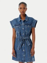 Karl Lagerfeld Jeans Sukienka jeansowa B2W13054 Niebieski Regular Fit. Niebieskie sukienki damskie Karl Lagerfeld Jeans, xl, bez wzorów, z bawełny, bez kołnierzyka, bez ramiączek. Za 627.99 zł.