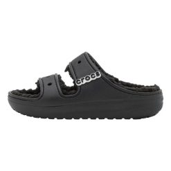 Klapki damskie Crocs Classic Cozzzy Sandal. Czarne klapki damskie Crocs, na lato, bez wzorów, z gumy, bez obcasa, bez zapięcia. Za 212.75 zł.