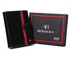 Portfel skórzany Rovicky N4L-RVTP-2985 Bla czarny. Czarne portfele męskie ROVICKY, bez wzorów. Za 80.00 zł.