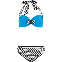 Bikini na fiszbinach (2 części) bonprix turkusowo-czarny. Niebieskie bikini bonprix, bez wzorów. Za 37.99 zł.